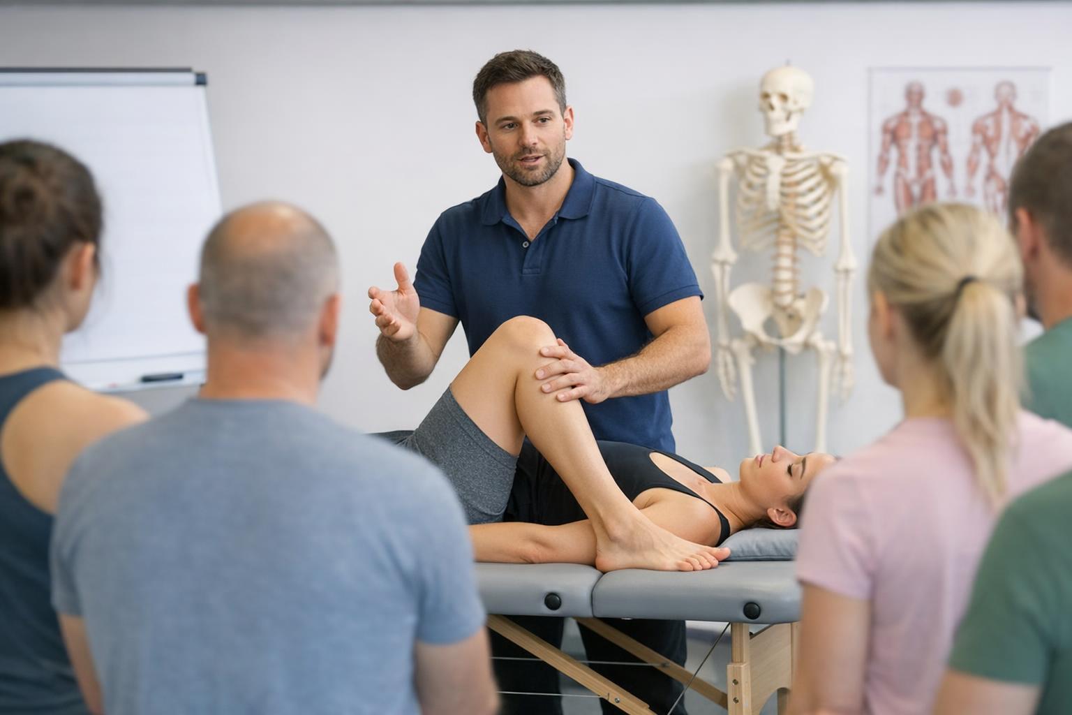 fizjoterapeuta prowadzący warsztaty praktyczne